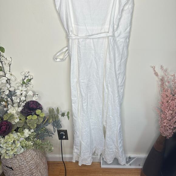 J. MCLAUGHLIN Emilia Linen Ruffle Wrap Maxi Dress White Sz L {ZZ51} - Picture 6 of 8
